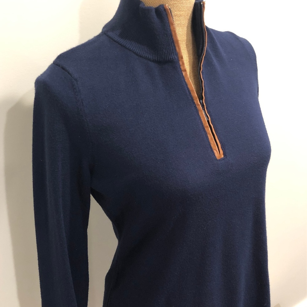 Tyler Boe Navy Leather Trim Sweater Dress